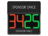 Tabellone sostituzione giocatori con visualizzazione su 2 lati e pannello sponsor superiore (vista frontale)